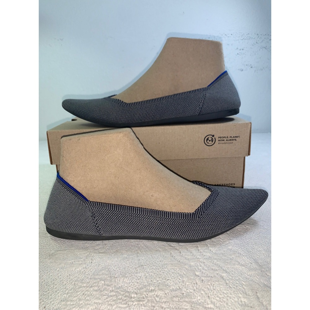 Rothys The Point Flats Slate Heather Gray Pointed Toe Knit Shoes Womens 9 - Picture 2 of 7